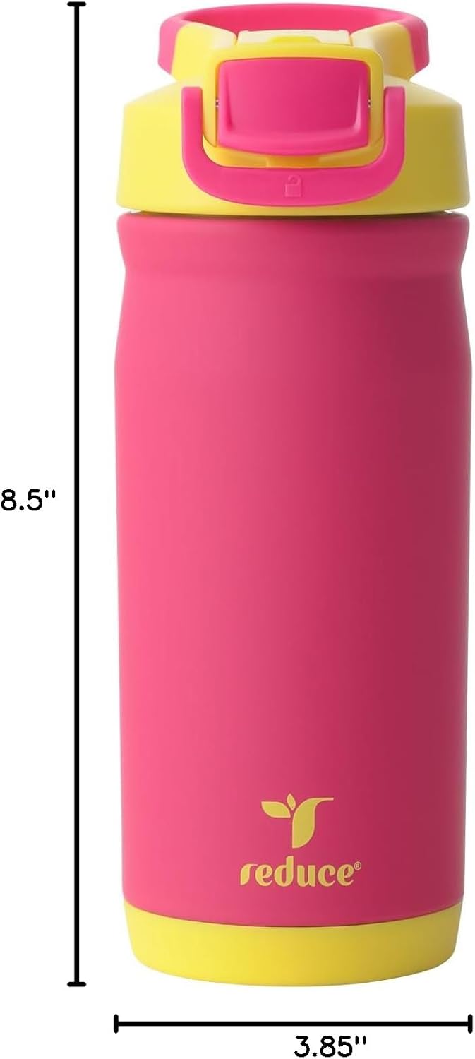 Reduce Hydrate Pro Kids 14oz Stainless Steel Insulated Water Bottle w/Straw – Spill Proof Tumbler for Kids – 30 Hour Cold Retention – Dishwasher Safe Leak-Proof Design - Abstract Flowers