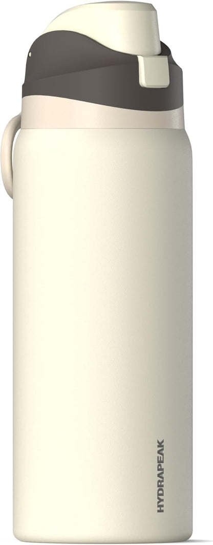 Hydrapeak Oasis 32oz Insulated Water Bottle with Locking Chug Lid & Handle, Leakproof Stainless Steel Travel Tumbler, Great for Gym, Work & Everyday Hydration, Stone 1