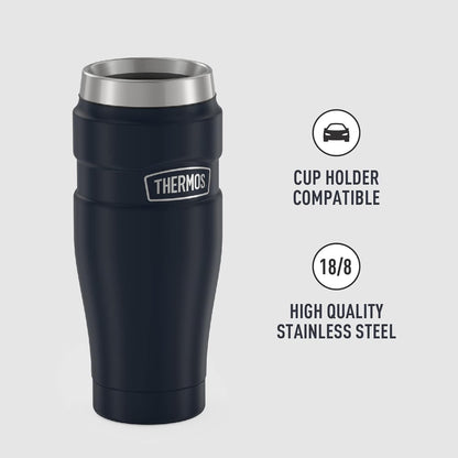 THERMOS Stainless King Vacuum-Insulated Stainless Steel Tumbler - 16oz, Midnight Blue - Insulated Coffee Tumbler for Hot & Cold Drinks - Leak-Proof & Sweat-Proof for Commuting & Traveling