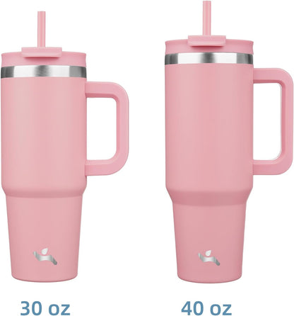 Konokyo 30 oz Tumbler with Handle and 2 Straws,2 in 1 Lid Insulated Water Bottle Stainless Steel Travel Coffee Mug,Sky