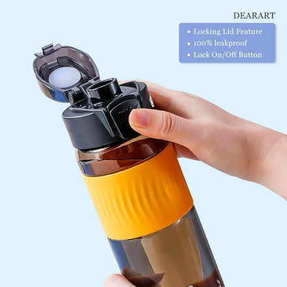 DEARART 24oz Water Bottles with Buckle, 100% Leakproof Anti Slip Silicone Bottle, No Straw Clear Bottle Easy Clean, Suit Sport Office School Travel Gym Yoga for Women Men, Dark Cyan