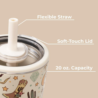 HydroJug Everyday Tumbler 20 oz – Ceramic-Lined Insulated Tumbler with Straw and Soft-Touch Lid, Cup Holder Friendly, Double-Wall Vacuum Insulation, Reusable Travel Cup – Rodeo