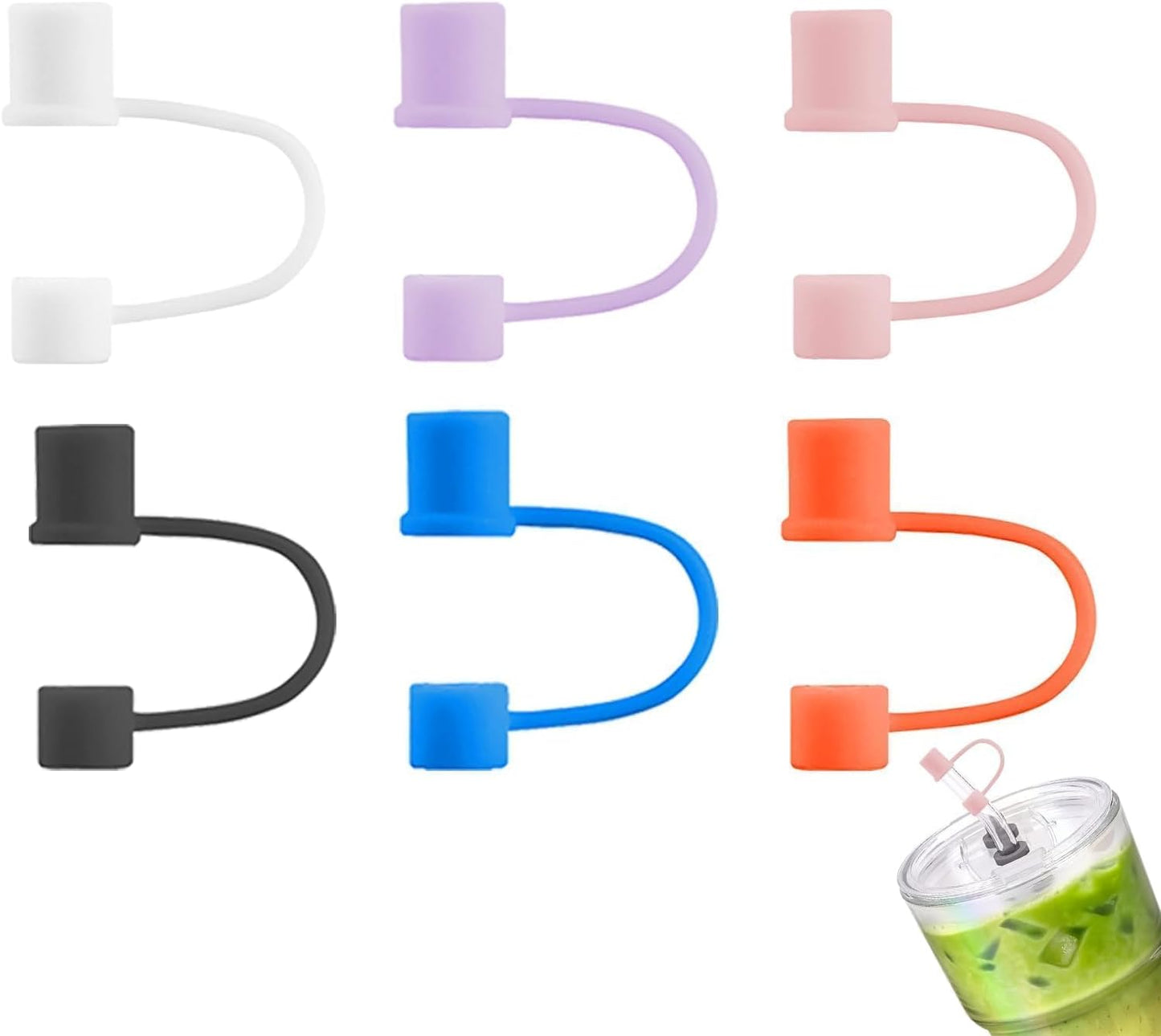 6|12 Pack 0.4in/10mm Straw Toppers, for Stanley Straw Covers Cap for Tumblers for Stanley 14|20|30|40|64 Oz Cup, Silicone Dust-Proof Caps（ Cup is Not Included）, 6 Pack
