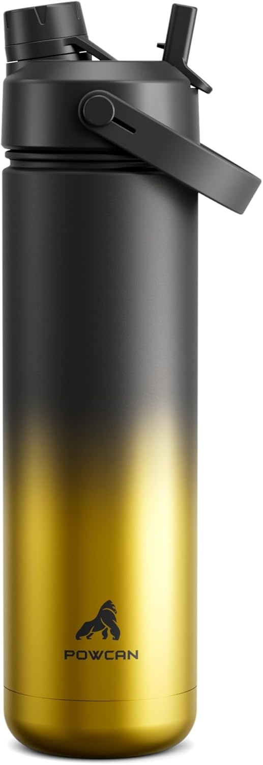 POWCAN 26 oz Insulated Water Bottle with 2-in-1 Straw and Spout Lid, Keep Cold 24H, Leak-Proof, Fits in Car Cup Holder, Stainless Steel Water Bottle for Sports, Travel, and School (Mint)