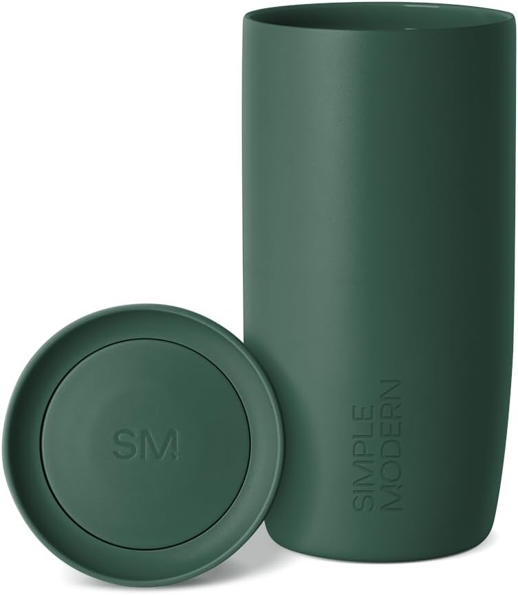 Simple Modern Travel Coffee Mug Tumbler with 360° Lid | Ceramic-Lined Insulated Stainless Steel Cold Brew Iced Coffee Cup | Gifts for Women Men Her Him | Voyager Signature | 16oz | Sea Glass Sage