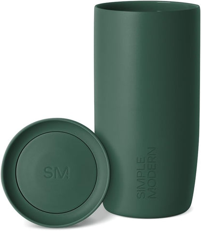 Simple Modern Travel Coffee Mug Tumbler with 360° Lid | Ceramic-Lined Insulated Stainless Steel Cold Brew Iced Coffee Cup | Gifts for Women Men Her Him | Voyager Signature | 16oz | Sea Glass Sage