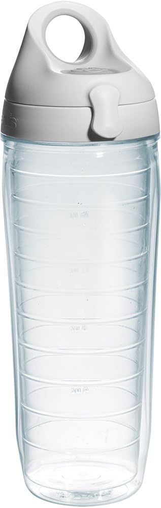 Tervis Clear & Colorful Lidded Made in USA Double Walled Insulated Tumbler Travel Cup Keeps Drinks Cold & Hot, 24oz, Black Lid, 1 Count (Pack of 1)