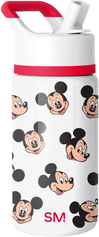 Simple Modern Disney Minnie Mouse Kids Water Bottle with Straw Lid | 14oz Insulated Stainless Steel Kids Tumbler & Spill Proof Toddler Cup for School, Girls, Boys | Summit | Minnie Mouse Fun - Colors A