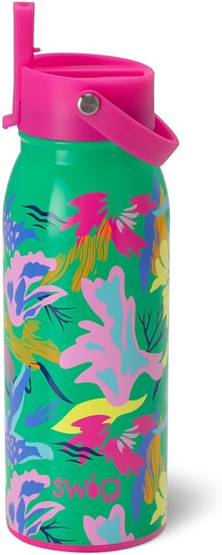 Swig Life 36oz Insulated Water Bottle, Travel Water Bottle with Straw and Lid, Cup Holder Friendly, Stainless Steel (Pickleball)