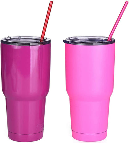 ALINK 10.5 in Long Reusable Plastic Straws with Brush, Tritan Hard Plastic Tumbler Straws, 10 Rainbow Colored Replacement Straw for 16 OZ 20 OZ 30 OZ Stanley, YETI, Starbucks Tumblers, Mason Jars