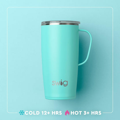 Swig Life 18oz Travel Mug, Insulated Tumbler with Handle and Lid, Cup Holder Friendly, Dishwasher Safe, Stainless Steel, Travel Coffee Cup (Honey Meadow)