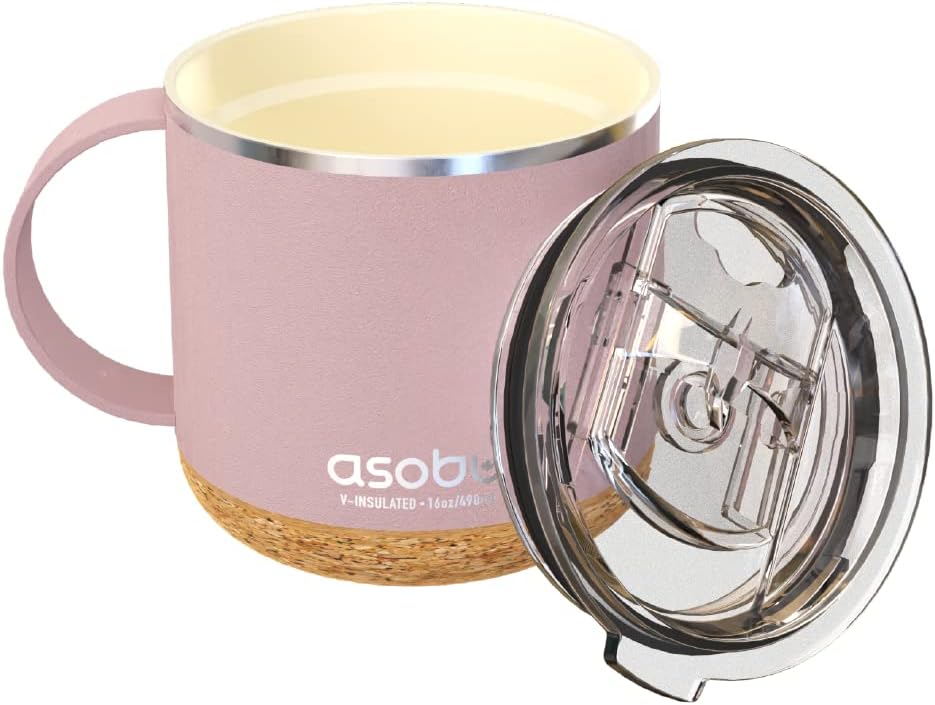asobu Ultimate Ceramic Travel Mug, 12oz Insulated Stainless Steel Coffee Cup with Handle & Splash-Resistant Lid, Ceramic Lined for Pure Taste, BPA-Free, Double-Wall Vacuum for Hot Drinks