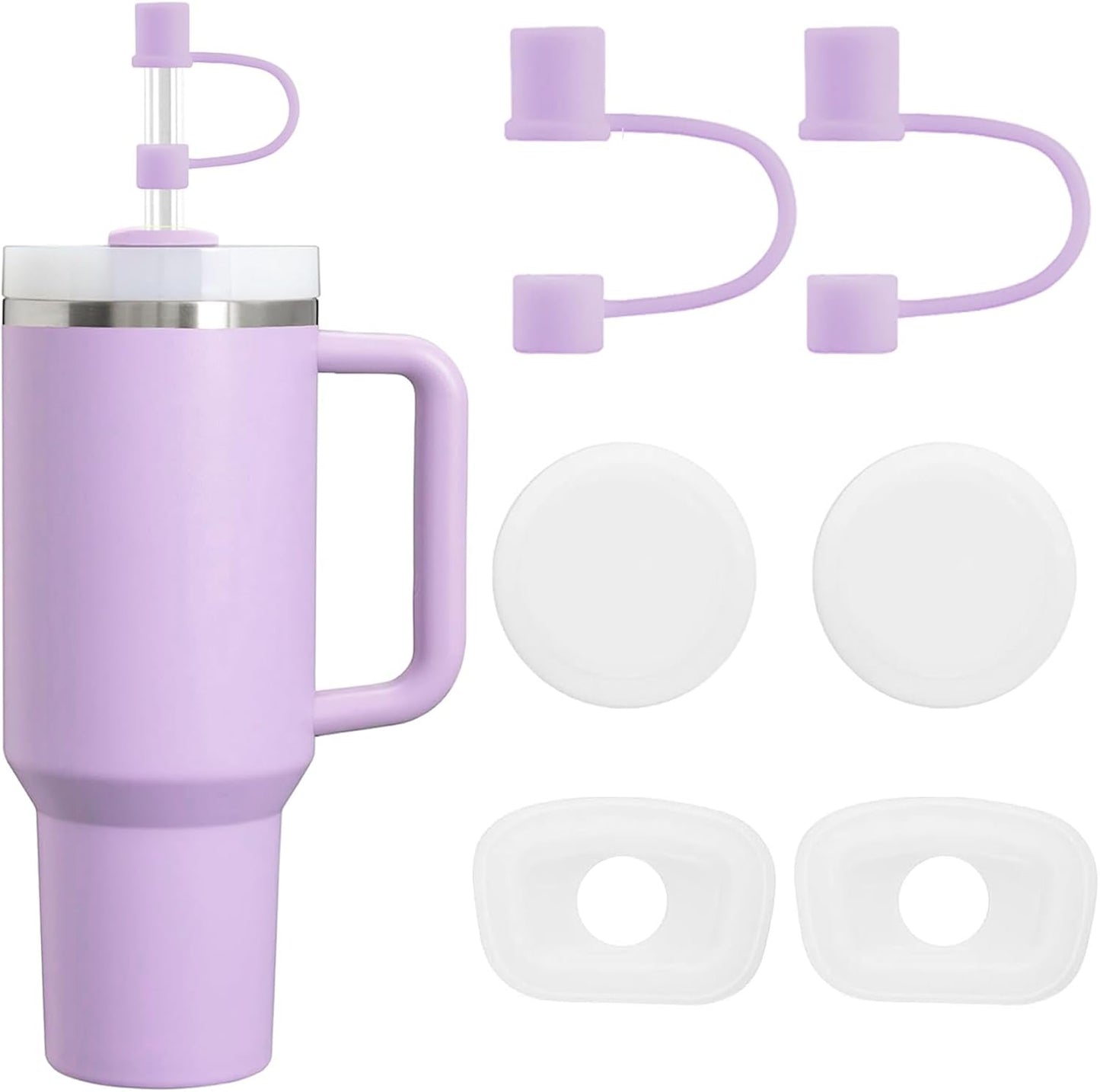 MOLOSLEEVE 21 Colors Straw Toppers Include A Set of Leak-proof Plugs, for Stanley Straw Covers Cap for Stanley Cup 2.0 30oz, 40oz, Silicone, Dust-Proof （Clear）