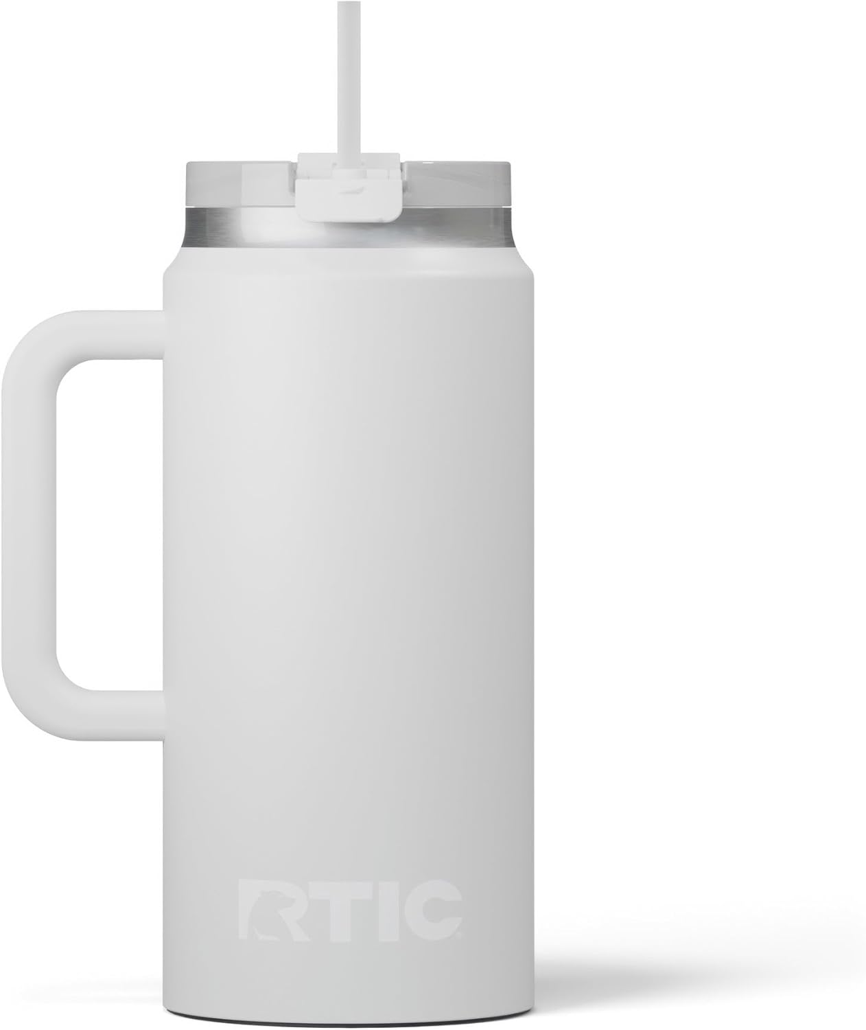 RTIC 64oz Road Trip Tumbler with Handle, Lid and Straw, Ceramic Lined, Insulated, Stainless Steel, Double Wall Vacuum-Insulation, Travel Cup, Cool Grey