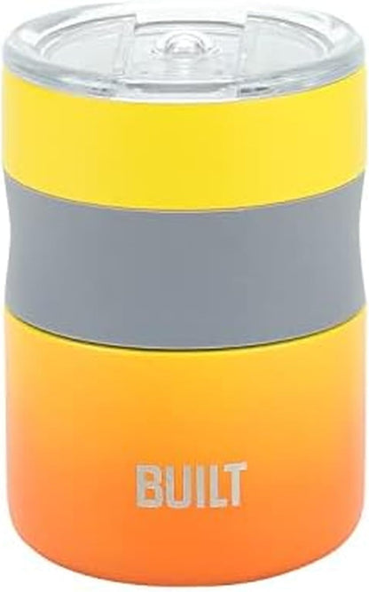 BUILT 12 Ounce Double Wall Vacuum Sealed Stainless Steel, Coffee and Tea Desk Mug, Easy to Clean Tritan Lid with Sliding Splash Guard, Blue Ombre