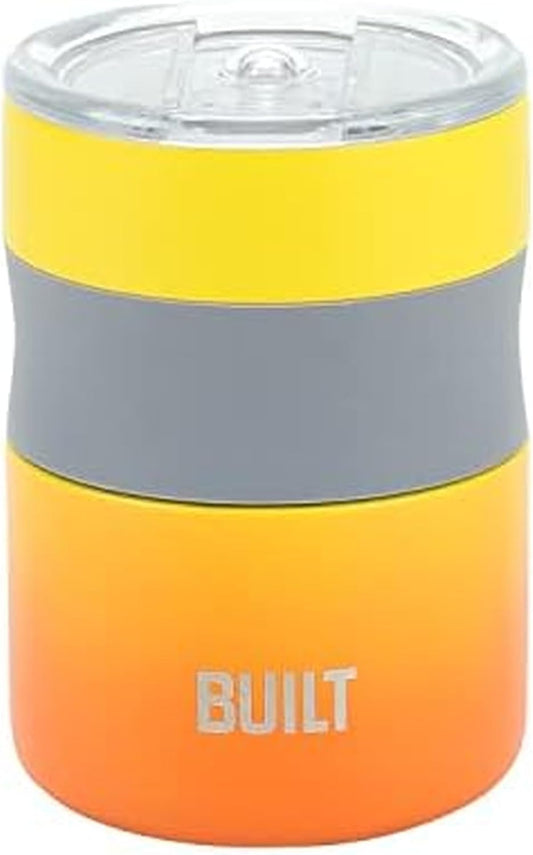 BUILT 12 Ounce Double Wall Vacuum Sealed Stainless Steel, Coffee and Tea Desk Mug, Easy to Clean Tritan Lid with Sliding Splash Guard, Blue Ombre