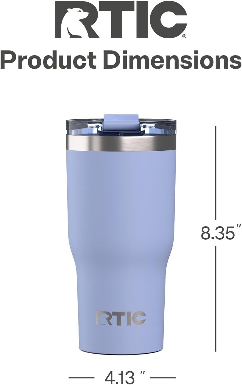 RTIC 20oz Essential Tumbler with Lid, Ceramic Lined, Insulated, Stainless Steel, Metal, Double Wall Vacuum-Insulation, Travel Cup for Iced Coffee, Tea, Hot and Cold Drink, Graphite