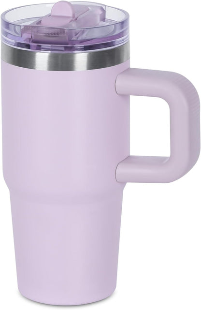14 oz Tumbler for kids with Detachable Flip Straw Lid and handle, 100% Leak Proof 14 oz mini cup, Stainless Steel Vacuum Insulated Tumbler, Wide Mouth Easy to Clean, Keep Cold or Hot (Pink)