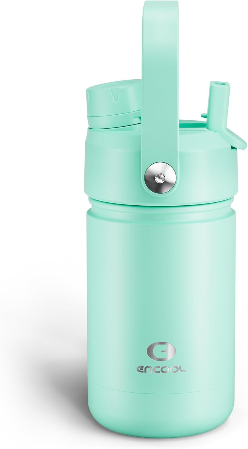 ENCOOL Insulated Water Bottle with Straw Stainless Steel Water Bottle, Leak-Proof, BPA-Free, Double Wall Vacuum Keeps Cold for 24 Hours for Sports, Travel, School (26 oz, Cotton Candy) - Colors A