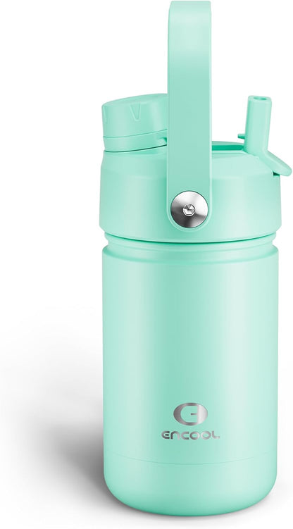 ENCOOL Insulated Water Bottle with Straw Stainless Steel Water Bottle, Leak-Proof, BPA-Free, Double Wall Vacuum Keeps Cold for 24 Hours for Sports, Travel, School (26 oz, Cotton Candy) - Colors A