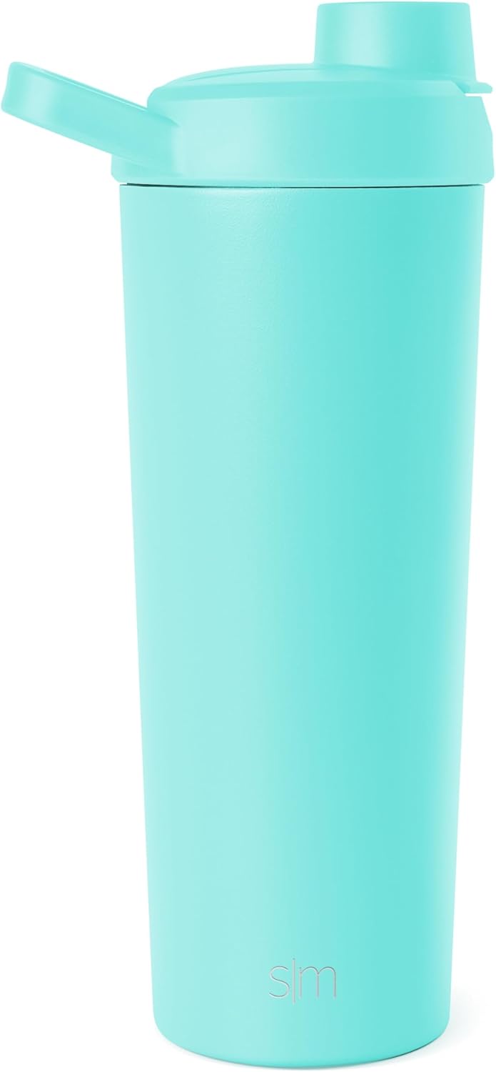 Simple Modern Stainless Steel Shaker Bottle with Ball 24oz | Metal Insulated Cup for Protein Mixes, Shakes and Pre Workout | Rally Collection | Almond Birch
