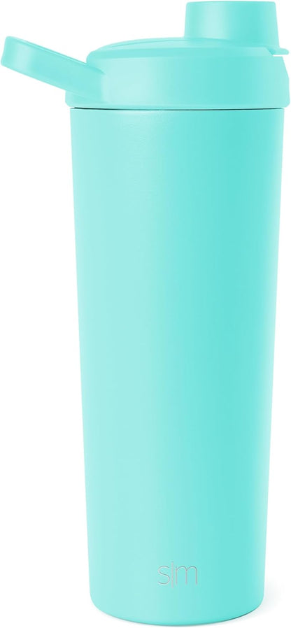 Simple Modern Stainless Steel Shaker Bottle with Ball 24oz | Metal Insulated Cup for Protein Mixes, Shakes and Pre Workout | Rally Collection | Almond Birch