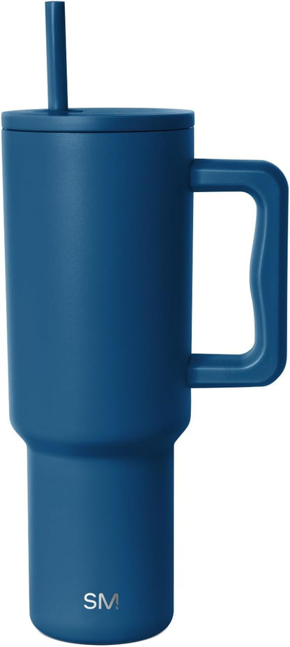 Simple Modern 40 oz Trek Tumbler with Handle and Straw Lid | Cup Holder Friendly Insulated Stainless Steel Travel Mug | Sea Glass Sage - Colors B
