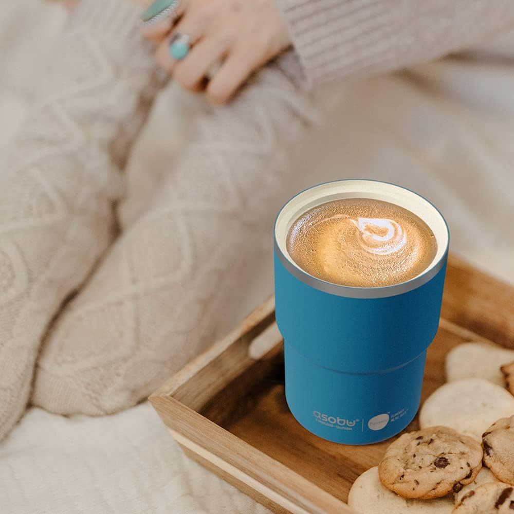 asobu Ultimate Ceramic Travel Mug, 12oz Insulated Stainless Steel Coffee Cup with Handle & Splash-Resistant Lid, Ceramic Lined for Pure Taste, BPA-Free, Double-Wall Vacuum for Hot Drinks