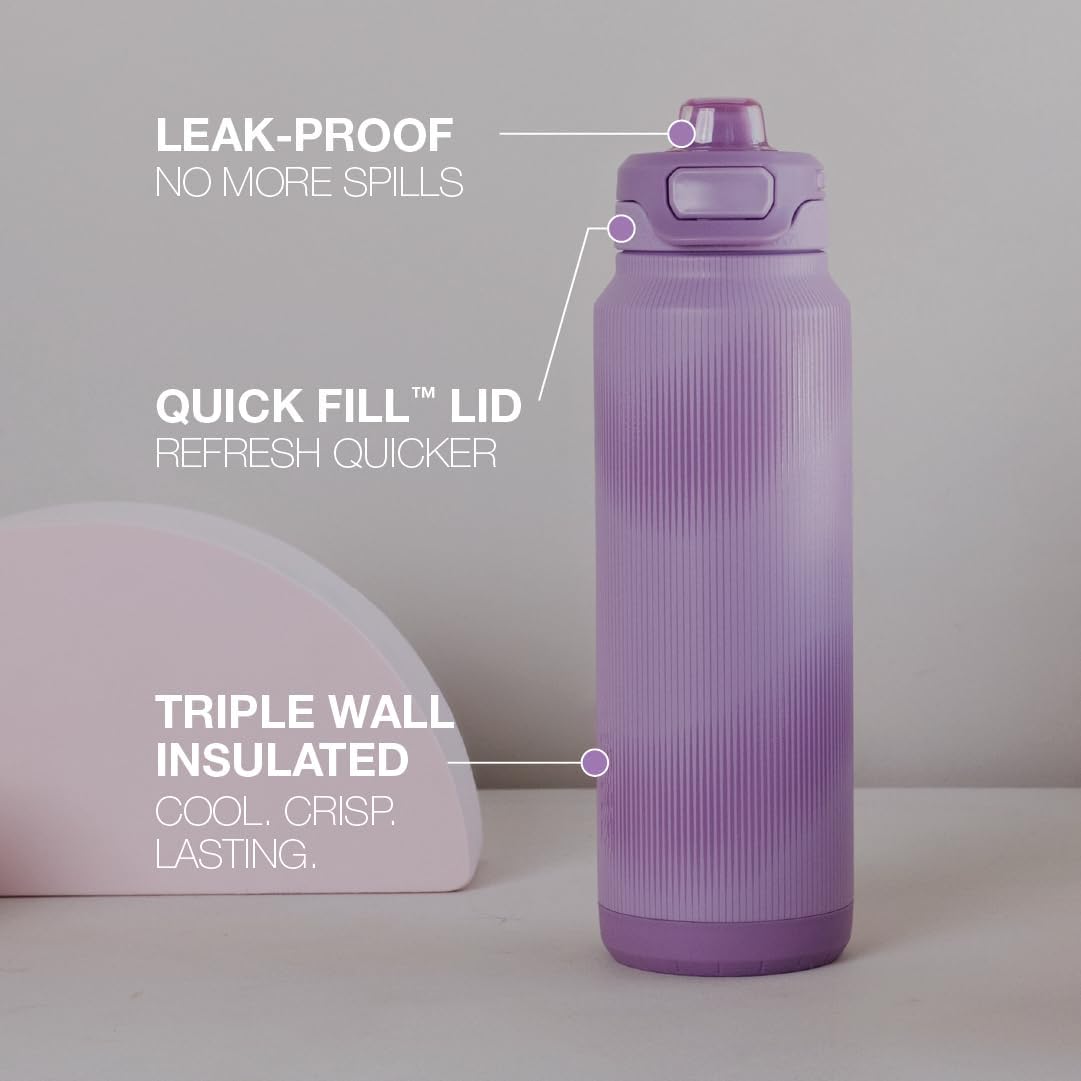 ZULU Powerfill Pro 32oz Stainless Steel Water Bottle with Quick Fill Lid, Triple Walled Vacuum Insulated Metal, Leak Proof Locking Lid, Sip and Chug, Reusable BPA Free, High Tide