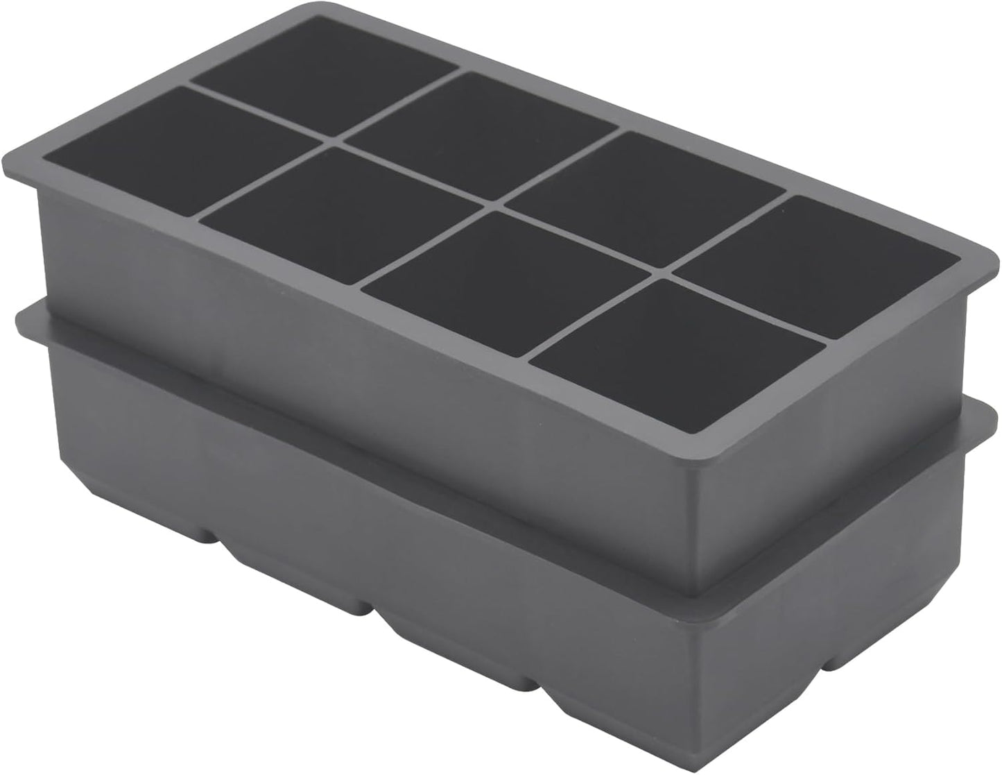 Bangp Large Ice Cube Tray for Whiskey,2 Pack Stackable Big Ice Cube Molds Make 16 Big Whiskey Ice Cubes,Easy Release Square Ice Cube Maker for Cocktails,Whiskey,Soups and Frozen Treats