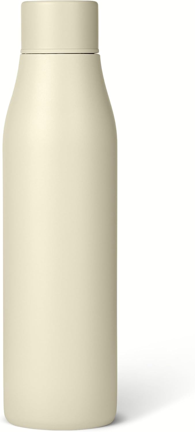 Amazon Basics Insulated Stainless Steel Water Bottle, Leak-Proof, Double-Wall, 20 oz., BPA-Free, Linen Gray