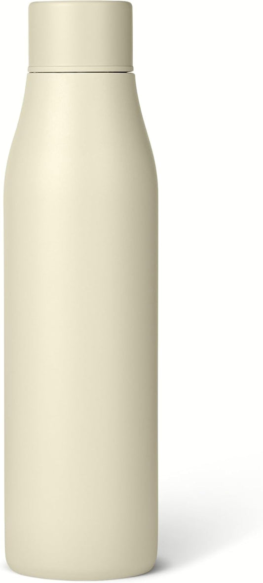Amazon Basics Insulated Stainless Steel Water Bottle, Leak-Proof, Double-Wall, 20 oz., BPA-Free, Linen Gray