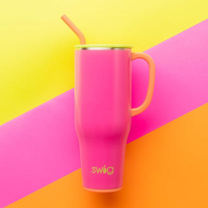 Swig Life 40oz Mega Mug, 40 oz Tumbler with Handle and Straw, Cup Holder Friendly, Dishwasher Safe, Extra Large Insulated Tumbler, Stainless Steel (Pickleball)