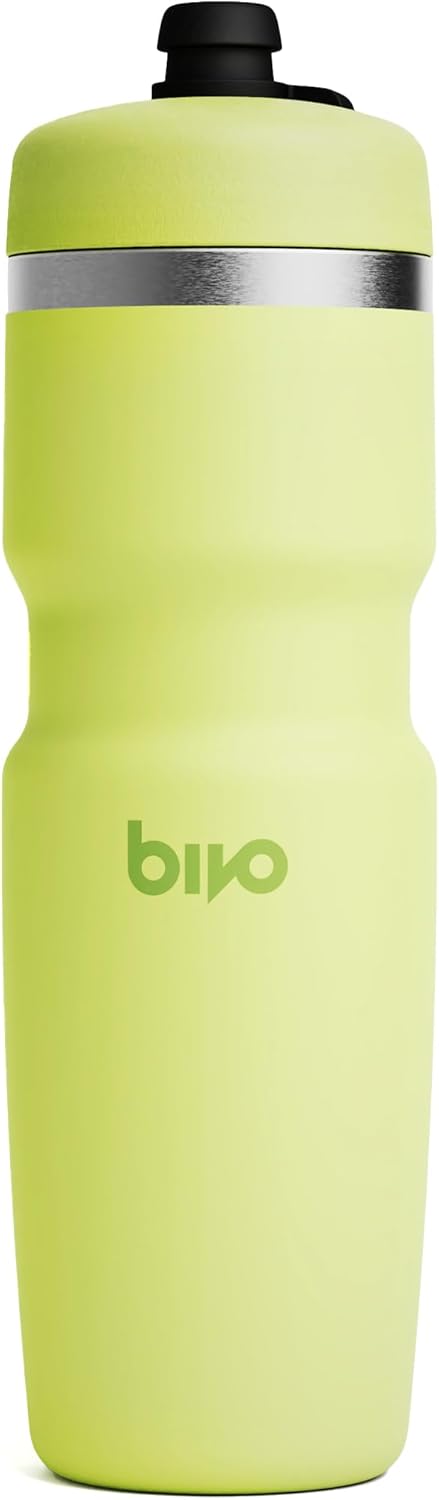 Bivo Trio 21oz Insulated Stainless Steel Bike Water Bottle - for Cycling - Fits Most Cages, Dishwasher Safe - Keeps Drinks Cold 12+ Hours - True Blue