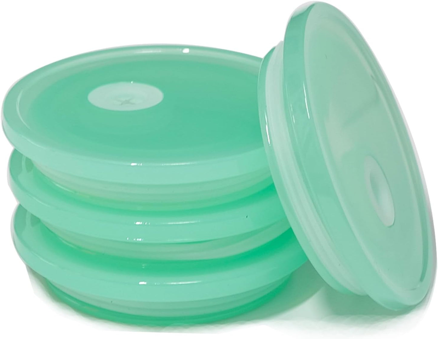 4 Pack Acrylic Lids for Glass Cups with Bamboo Lids and Straws, 2.75 inch/70 mm Acrylic Lids for 16 OZ Beer Can Cups with Wooden Lids, Replacement Canning Lids for 16OZ 20 OZ Glass