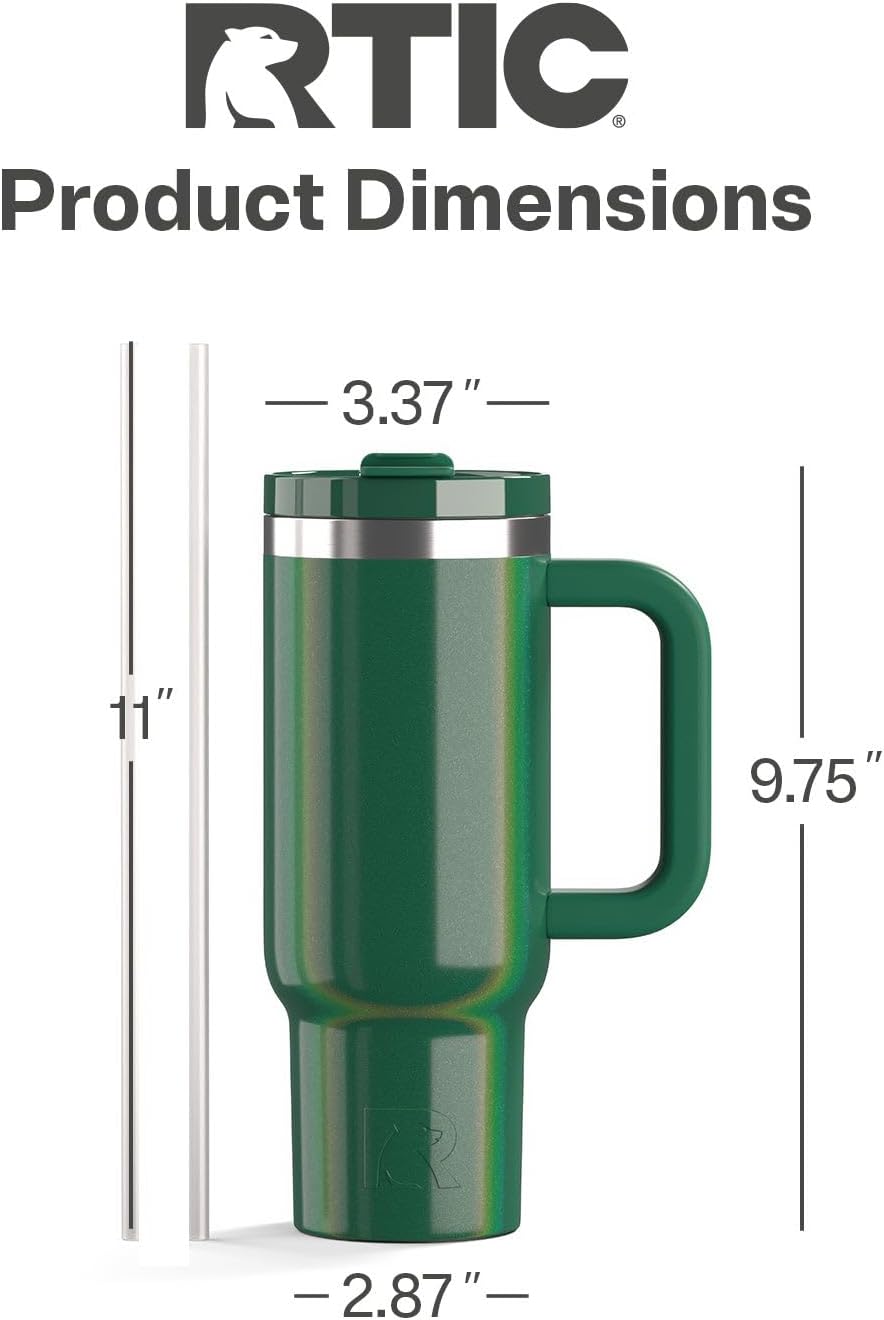 RTIC 30 oz Road Trip Tumbler Double-Walled Ceramic Lined InsulatedStainless Steel Portable Travel Coffee Mug Cup with Lid, Handle and Straw, Periwinkle Bouquet
