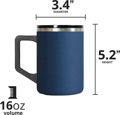 Elemental Insulated Coffee Mug - Triple-Wall Stainless Steel Summit Travel Cup for Hot and Cold Drinks - Thermal Coffee Mug with Lid and Handle for Camping, Office & Travel 16oz - Rainbow Speckle