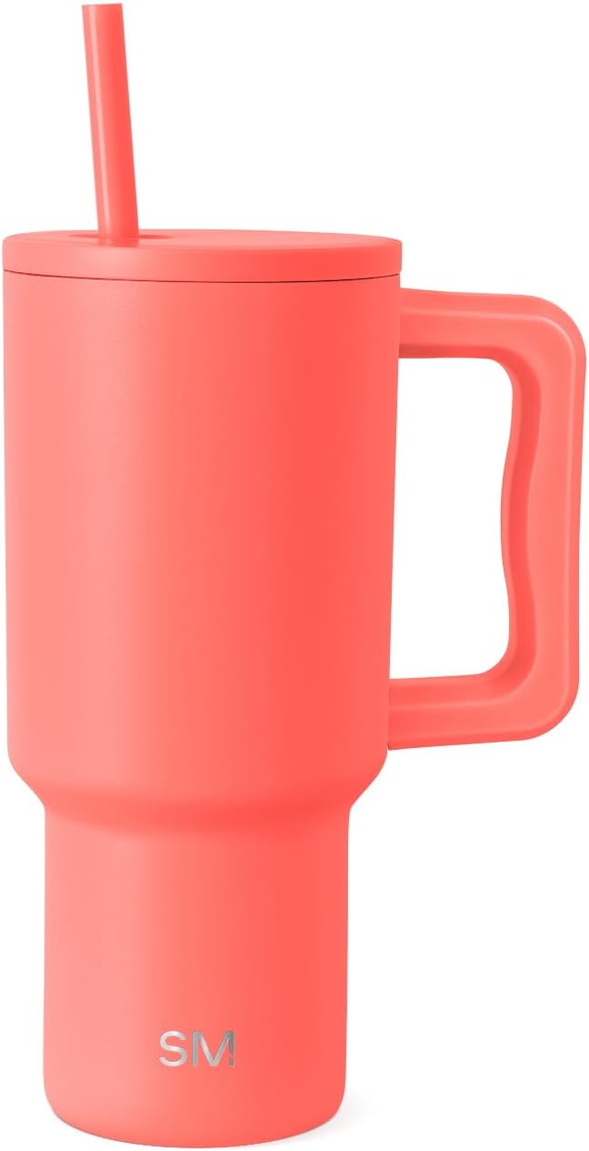 Simple Modern 40 oz Trek Tumbler with Handle and Straw Lid | Cup Holder Friendly Insulated Stainless Steel Travel Mug | Sea Glass Sage - Colors A