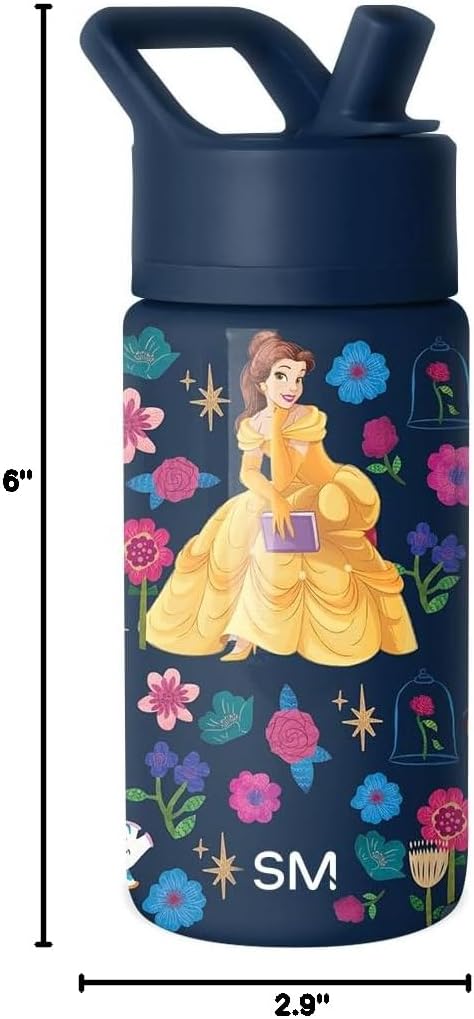 Simple Modern Disney Minnie Mouse Kids Water Bottle with Straw Lid | 14oz Insulated Stainless Steel Kids Tumbler & Spill Proof Toddler Cup for School, Girls, Boys | Summit | Minnie Mouse Fun - Colors A
