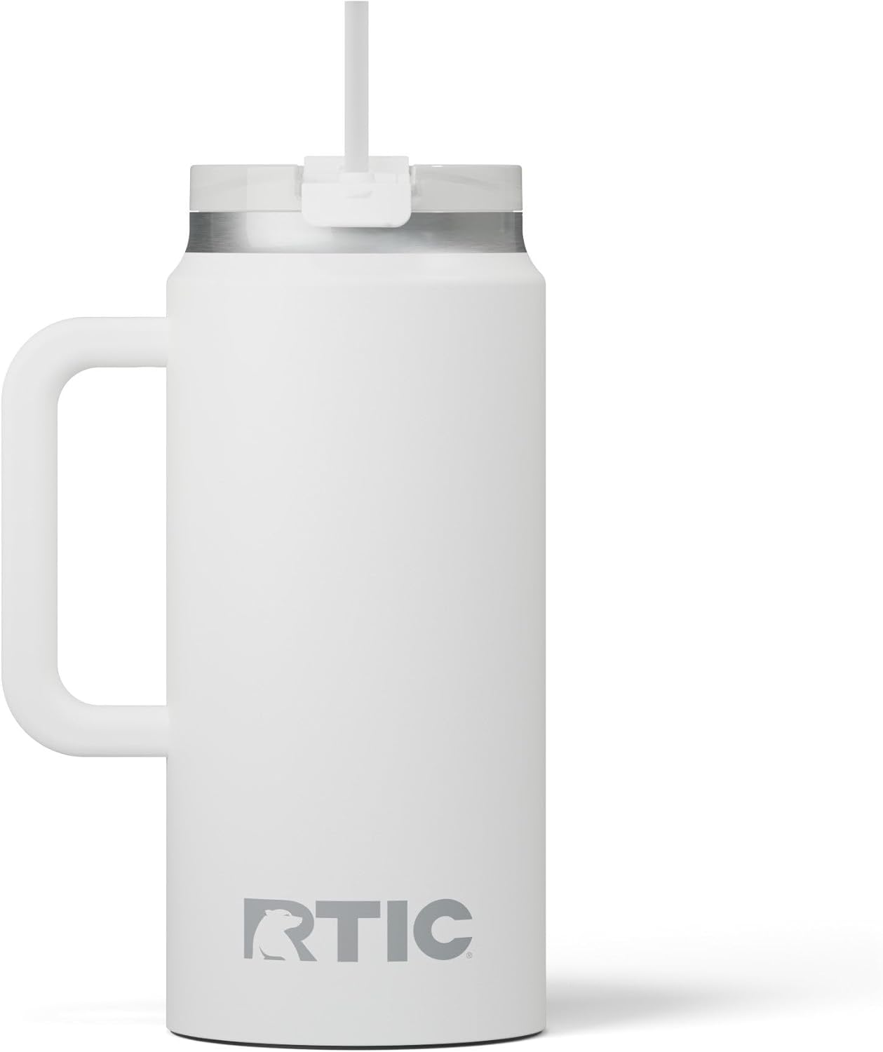 RTIC 64oz Road Trip Tumbler with Handle, Lid and Straw, Ceramic Lined, Insulated, Stainless Steel, Double Wall Vacuum-Insulation, Travel Cup, Cool Grey