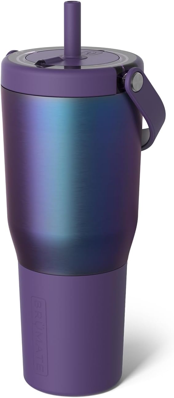 BrüMate Resa 35oz 100% Leakproof Tumbler w/Handle & Straw | Flexible SoftSip Straw | Silicone Sleeve for Durability | Stainless Steel | Cup Holder & Travel Friendly Water Bottle (Java)