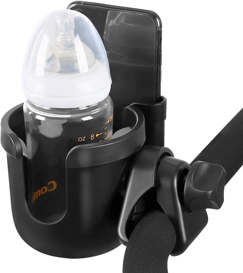 Accmor Stroller Cup Holder with Phone Holder, Bike Cup Holder, Universal Cup Holder for Uppababy Nuna Doona Strollers, 2-in-1 Cup Holder for Walker, Wheelchair, Scooter - Colors A