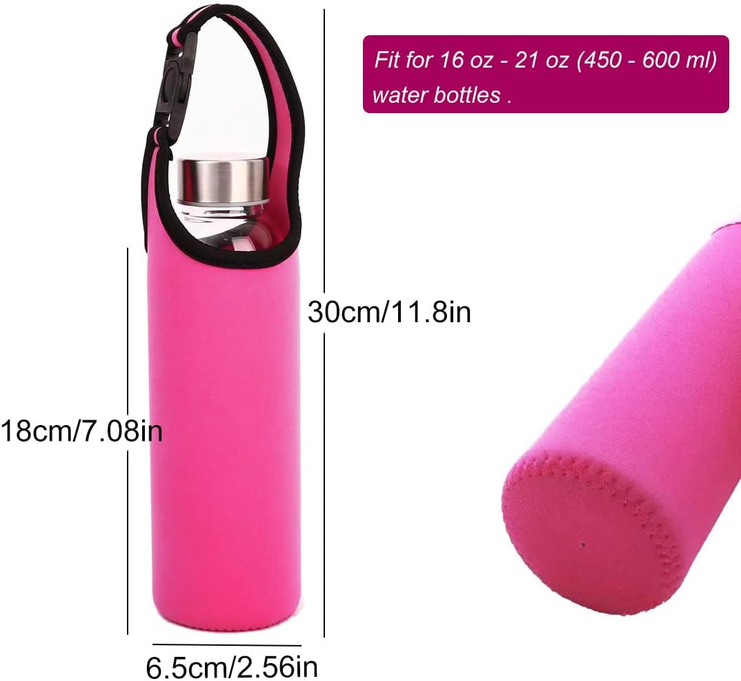 4 PCS Water Bottle Carrier with Shoulder Strap 16oz-21oz, Neoprene Sleeve Cup Holder Pouch with Carrying Handle for All Portable Sport Water Bottle -4 Colors