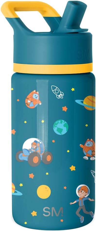 Simple Modern Kids Water Bottle with Straw Lid | 14oz Insulated Stainless Steel Kids Tumbler & Spill Proof Toddler Cup for School, Girls, Boys | Summit | Chloe Floral - Colors B