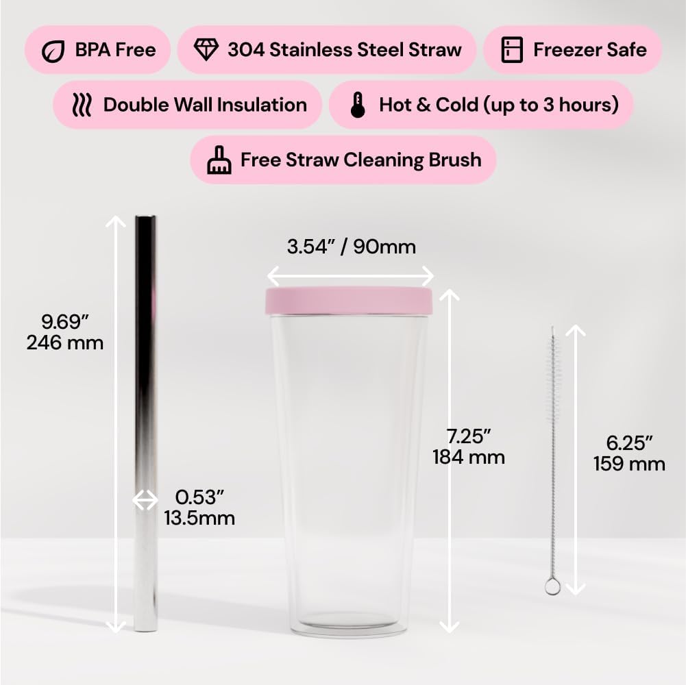 Dodoko Reusable Boba Cup and Straw Boba Tea Cup Bubble Tea Cup Reusable Iced Coffee Cup Cold Coffee Cup Smoothie Cup with Lid and Straw Smoothie Cup to go Smoothie Tumbler 17 oz - Sage Green