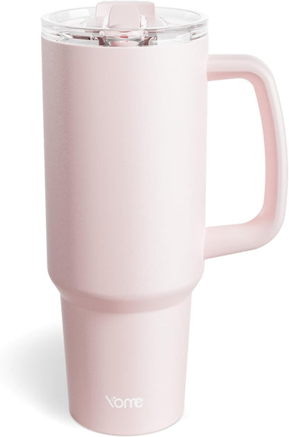 YOME 40oz Nurse Tumbler with Handle and Flip Straw | Stainless Steel Insulated Water Bottle | Keeps Drinks Cold | Dishwasher Safe | Cupholder Friendly | Gift Gym Travel Yoga