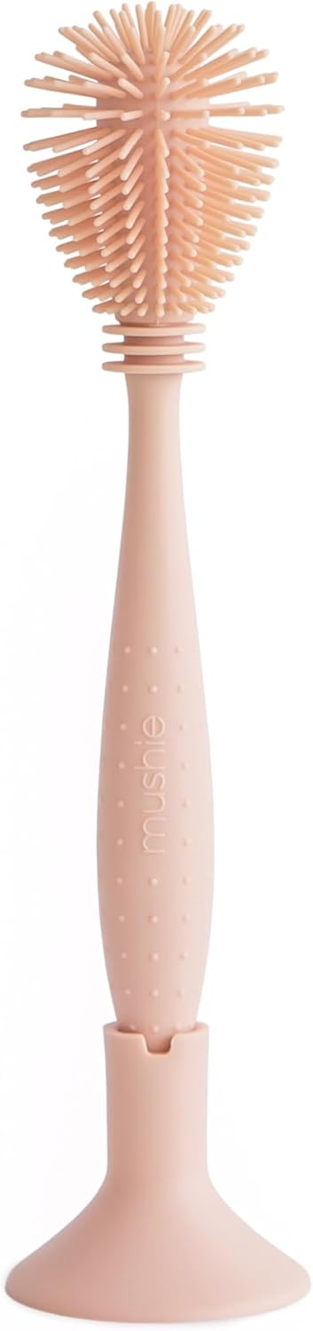 mushie Baby Bottle Brush | Soft Silicone with Suction Base (Shifting Sand)