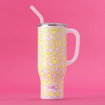Swig Life 40oz Mega Mug, 40 oz Tumbler with Handle and Straw, Cup Holder Friendly, Dishwasher Safe, Extra Large Insulated Tumbler, Stainless Steel (Pickleball)