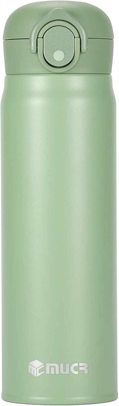 17 oz / 500 ml Insulated Water Bottle, Stainless Steel Thermo Coffee Travel Mug, Thermal Cup with Snap Flip Lid, BPA Free for Hot and Cold Drinking, Black