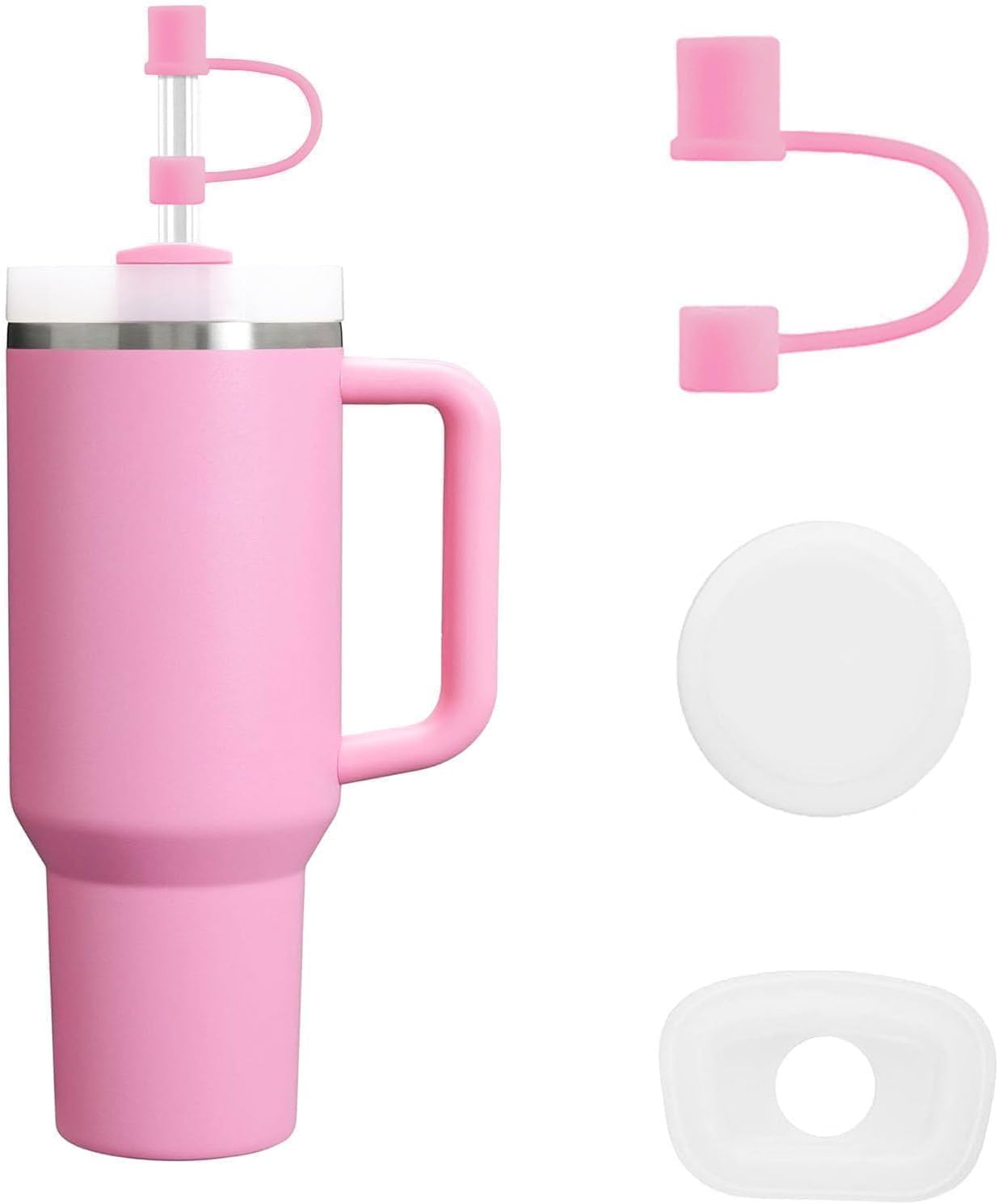 MOLOSLEEVE 21 Colors Straw Toppers Include A Set of Leak-proof Plugs, for Stanley Straw Covers Cap for Stanley Cup 2.0 30oz, 40oz, Silicone, Dust-Proof （Clear）